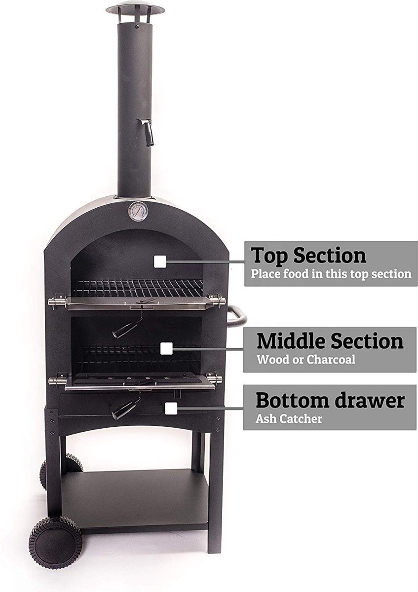 VAGGAN Bbq Pizzaoven In 1/zilver - X85300070 - Zwart