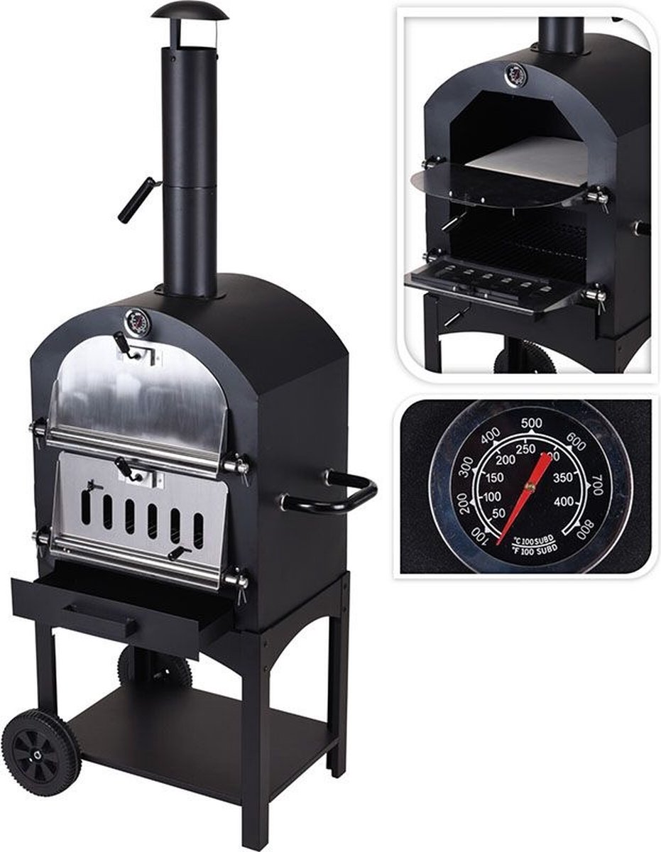 VAGGAN Bbq Pizzaoven In 1/zilver - X85300070 - Zwart