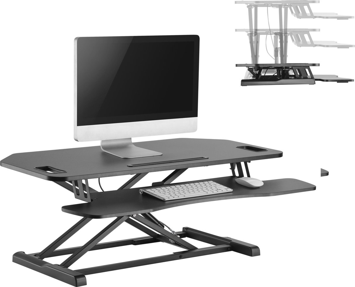 Bureau Verhoger Zit Sta Werkplek - Ergonomisch Hoogte Verstelbaar Bureau - 95 Cm Breed