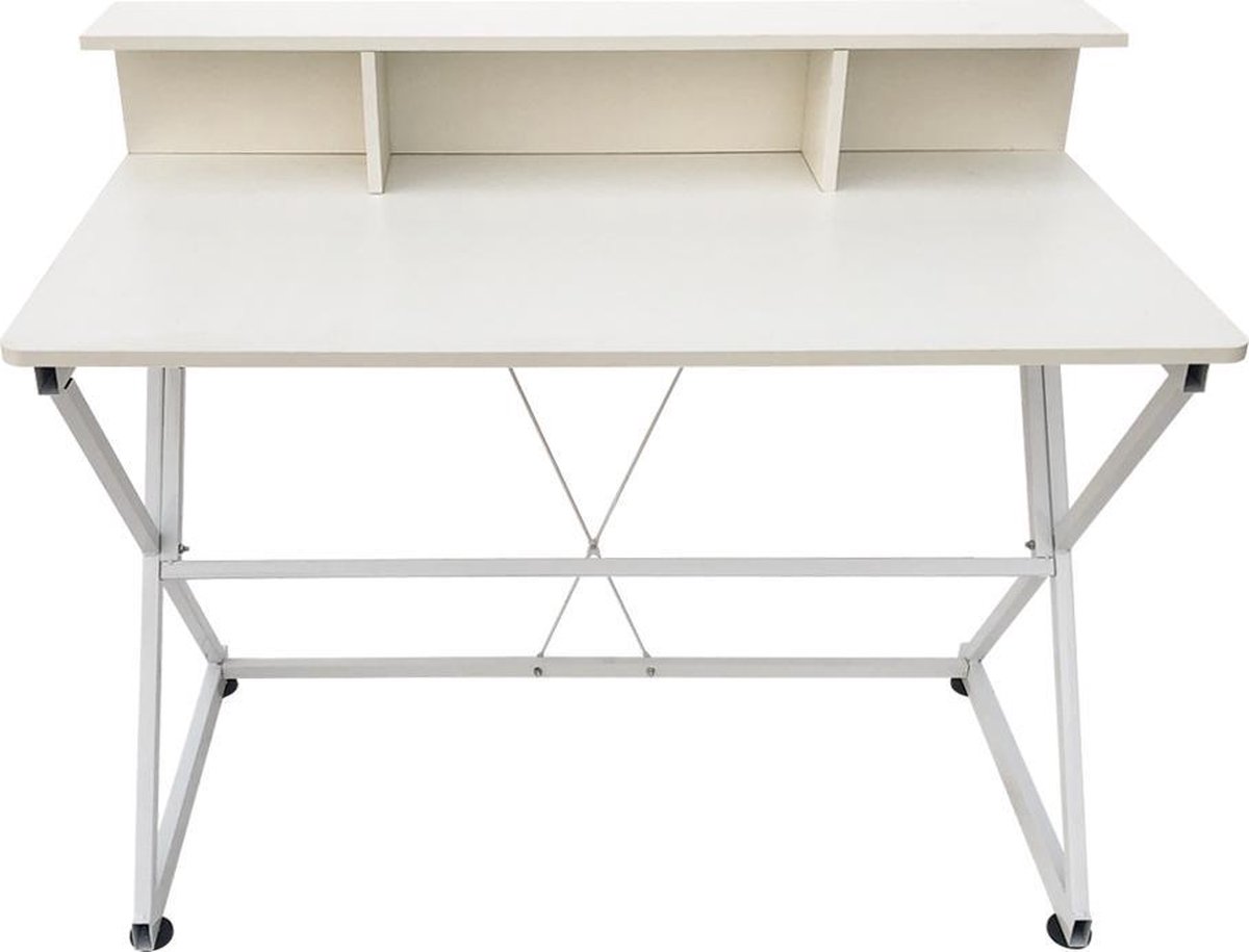 Bureau Tafel Computer Laptop Stoer - Industrieel Moderne Stijl - 110 Cm Breed - - Wit