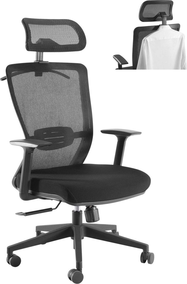 Bureaustoel Comfort - Kantoorstoel - Ergonomisch Verstelbaar - Mesh Stof - - Zwart