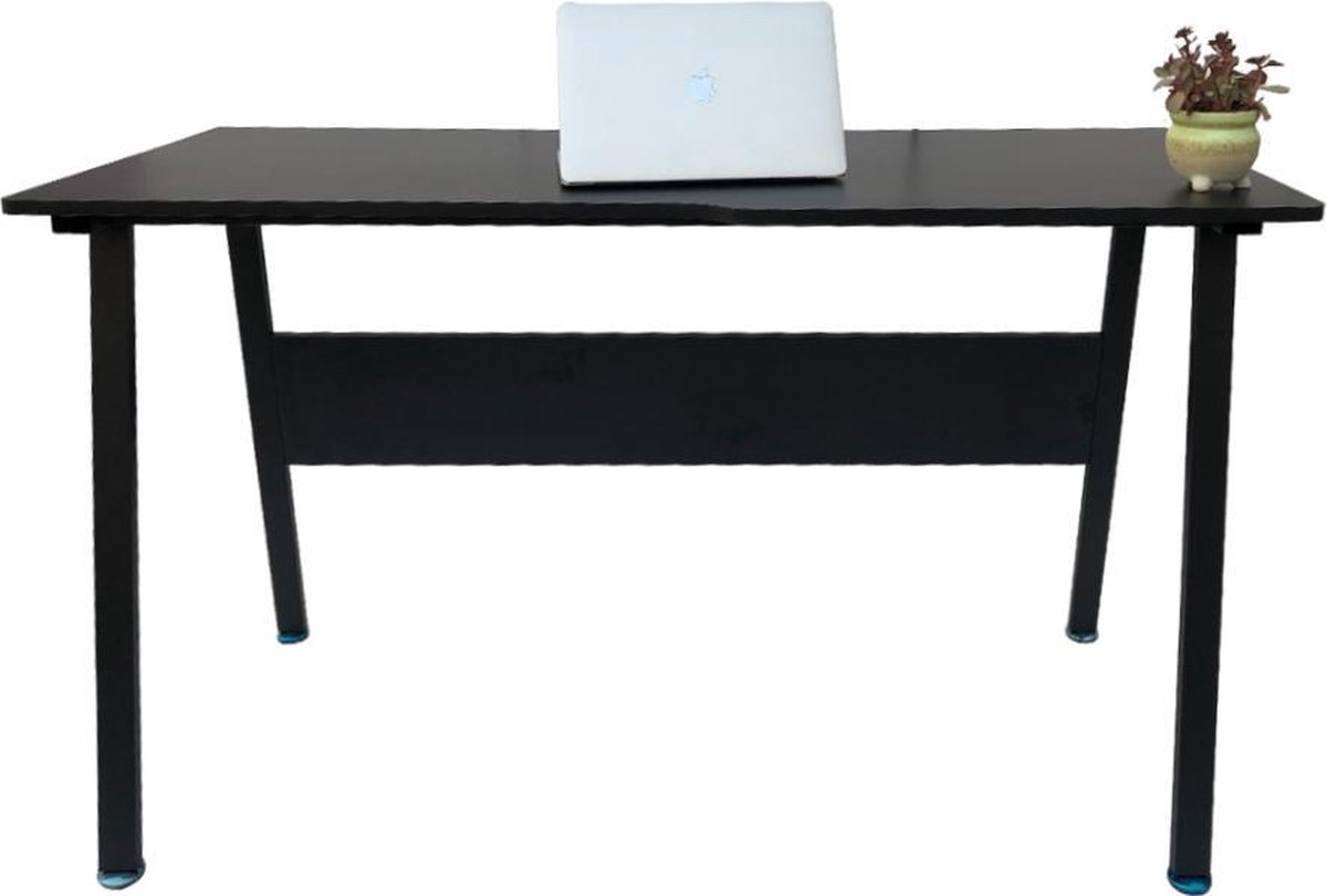 Computertafel Bureau Stoer - Industrieel Modern - 130 Cm Breed - Frame En Tafelblad - Zwart