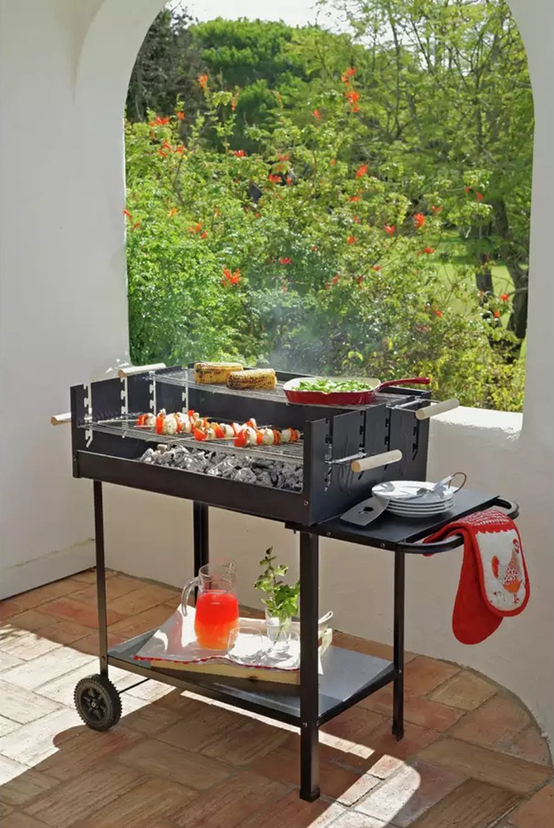 VAGGAN Houtskoolbarbecue - Bbq - Rechthoek - - Zwart