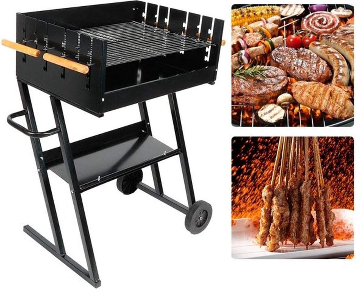 VAGGAN Houtskoolbarbecue - Bbq - Rechthoek - - Zwart