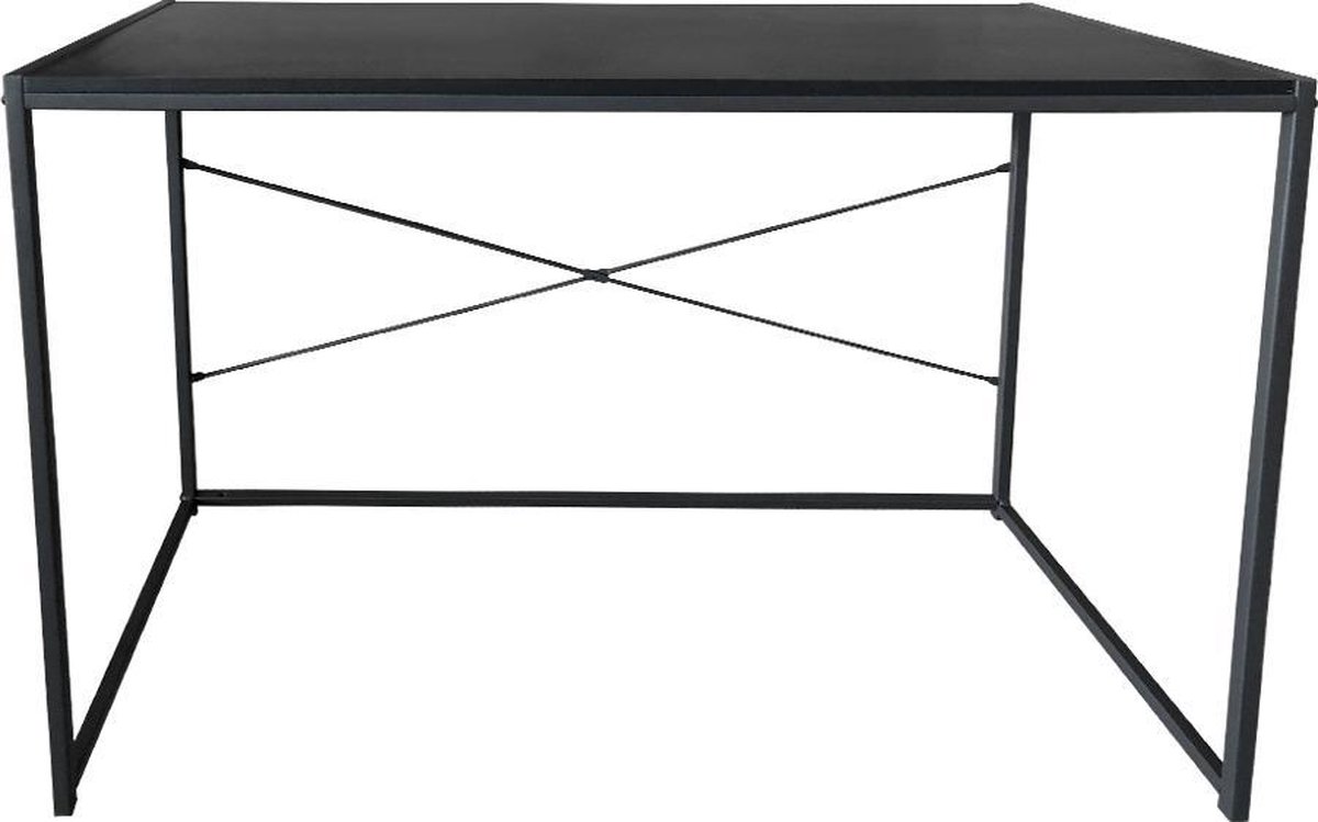 Bureau Stoer - Laptoptafel - Computertafel - Sidetable - Industrieel Design - 100 Cm Breed - - Zwart