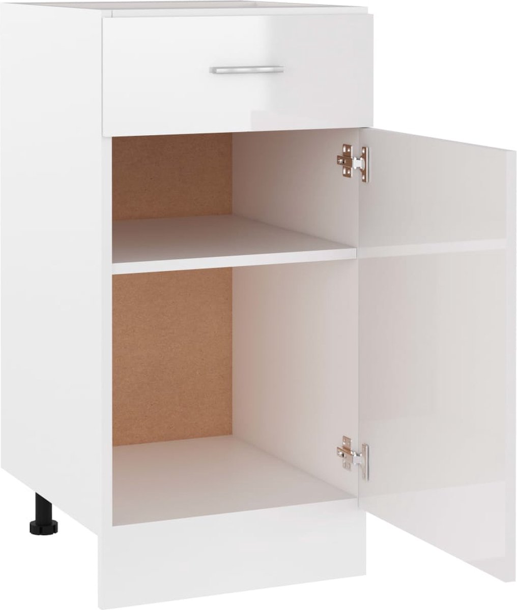 Vidaxl Onderkast Met Lade 40x46x81,5 Cm Spaanplaat Hoogglans - Wit