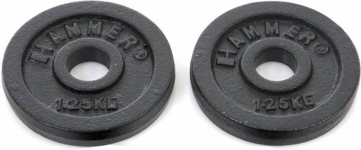 Hammer Fitness Hammer Halterschijven Gietijzer - Met Grepen Vanaf 5 Kg - Hammer 2x 0,5 Kg 2x 1,25 Kg Halterschijven Gietijzer