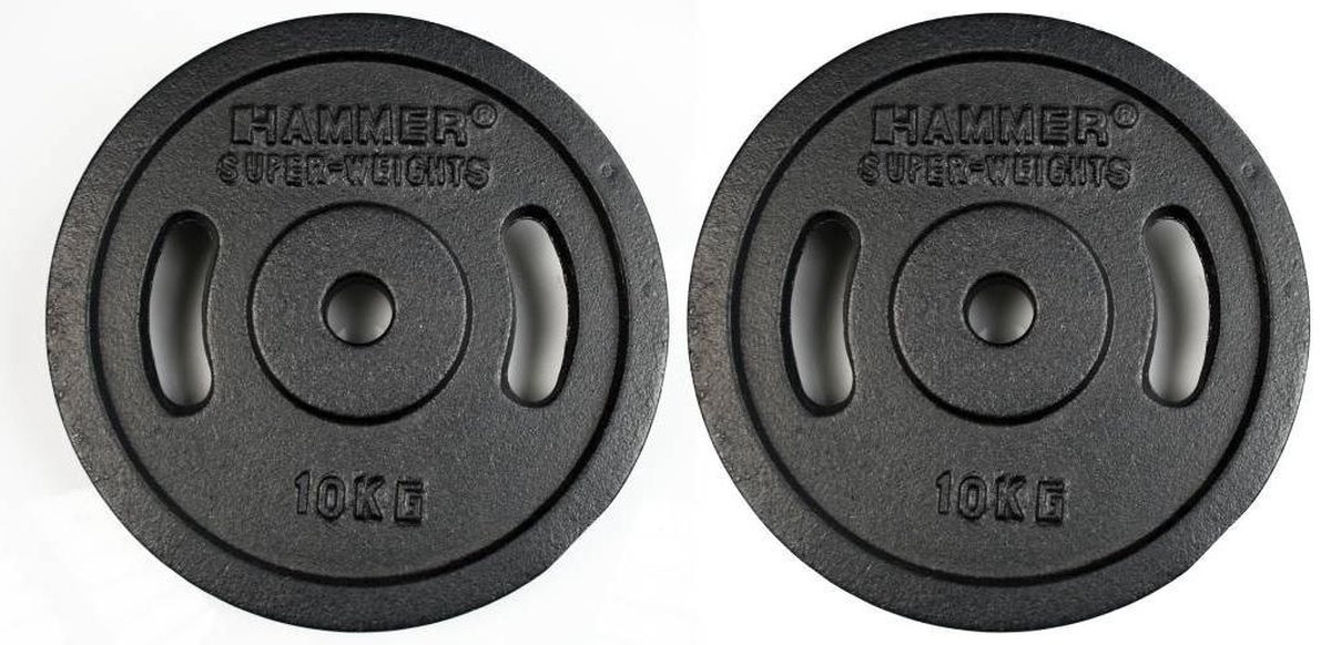 Hammer Fitness Hammer Halterschijven Gietijzer - Met Grepen Vanaf 5 Kg - Hammer 2x 0,5 Kg 2x 1,25 Kg Halterschijven Gietijzer