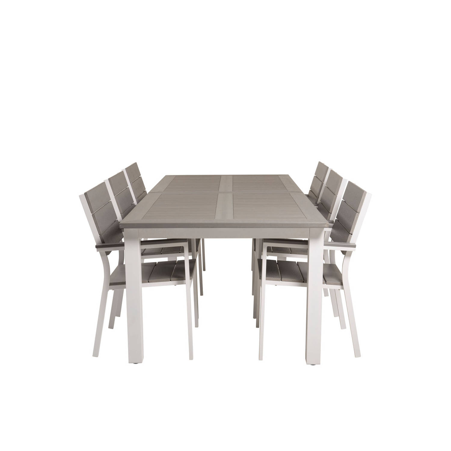 Albany Tuinmeubelset Tafel 100x224/324cm En 6 Stoel Levels,. - Grijs