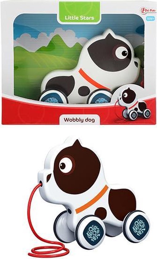 Toi-Toys Trekfiguur Hond/wit 15 Cm - Zwart