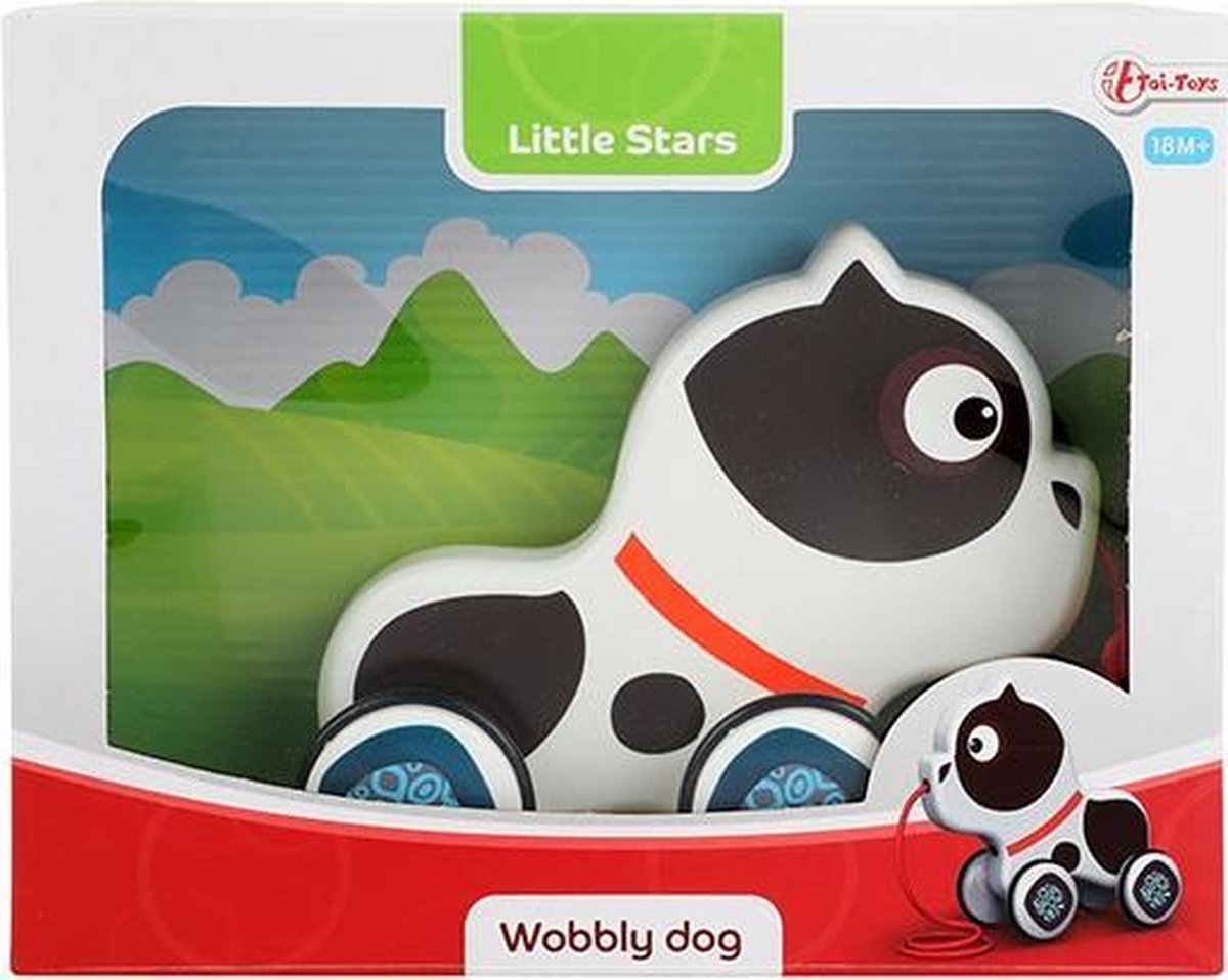 Toi-Toys Trekfiguur Hond/wit 15 Cm - Zwart