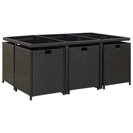 Vidaxl 11-delige Tuinset Met Kussens Poly Rattan - Zwart