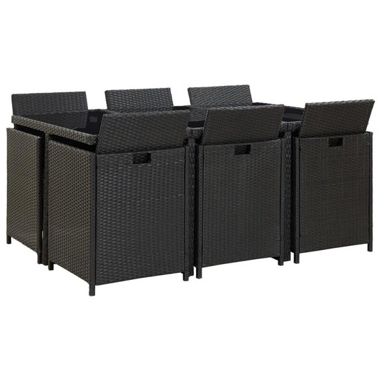 Vidaxl 11-delige Tuinset Met Kussens Poly Rattan - Zwart