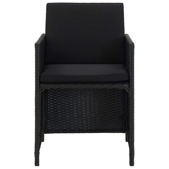 Vidaxl 11-delige Tuinset Met Kussens Poly Rattan - Zwart