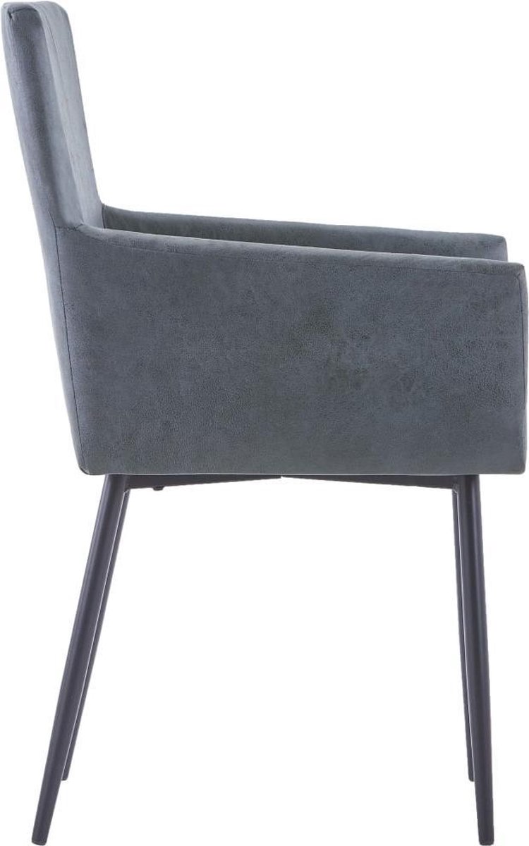 Vidaxl Eetkamerstoelen Met Armleuningen 4 St Kunstsuède - Grijs