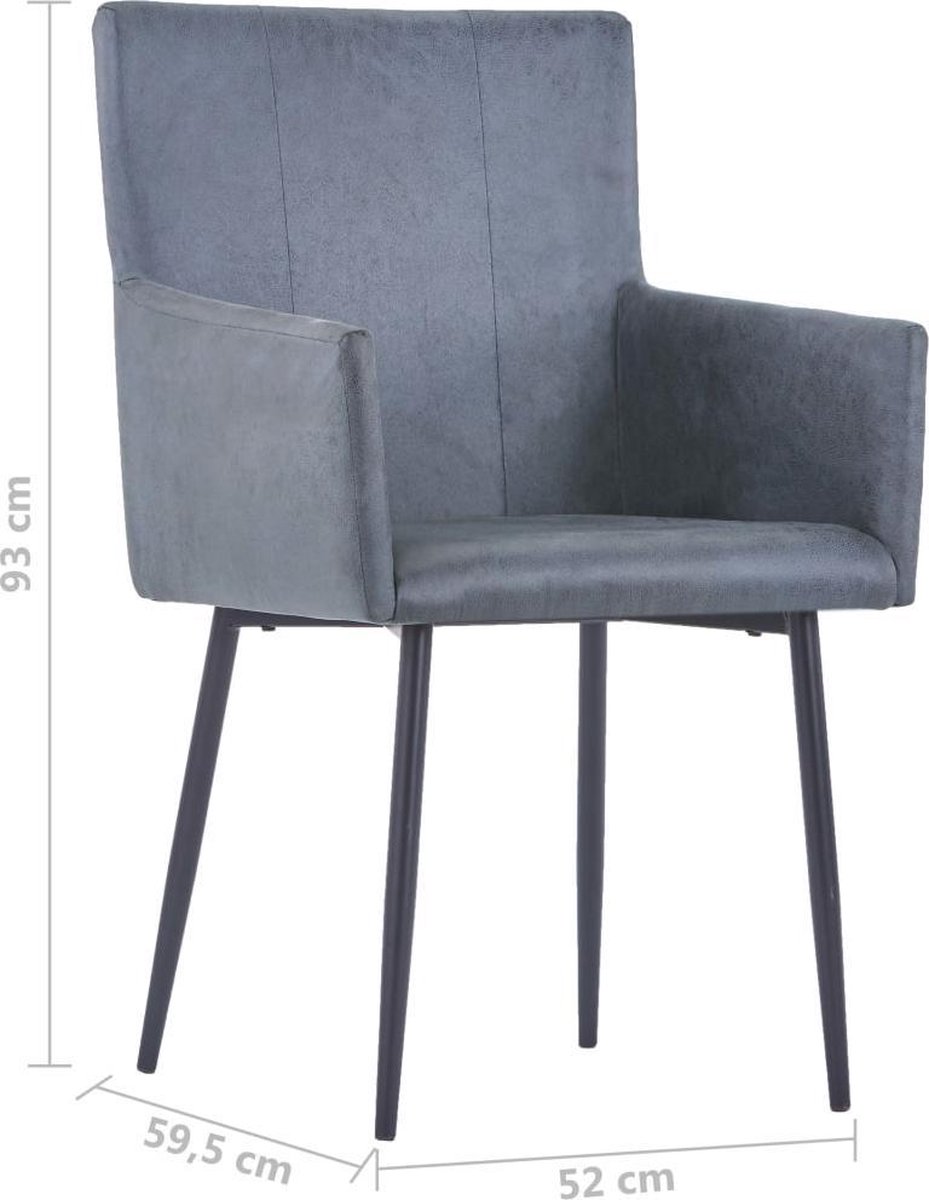 Vidaxl Eetkamerstoelen Met Armleuningen 4 St Kunstsuède - Grijs