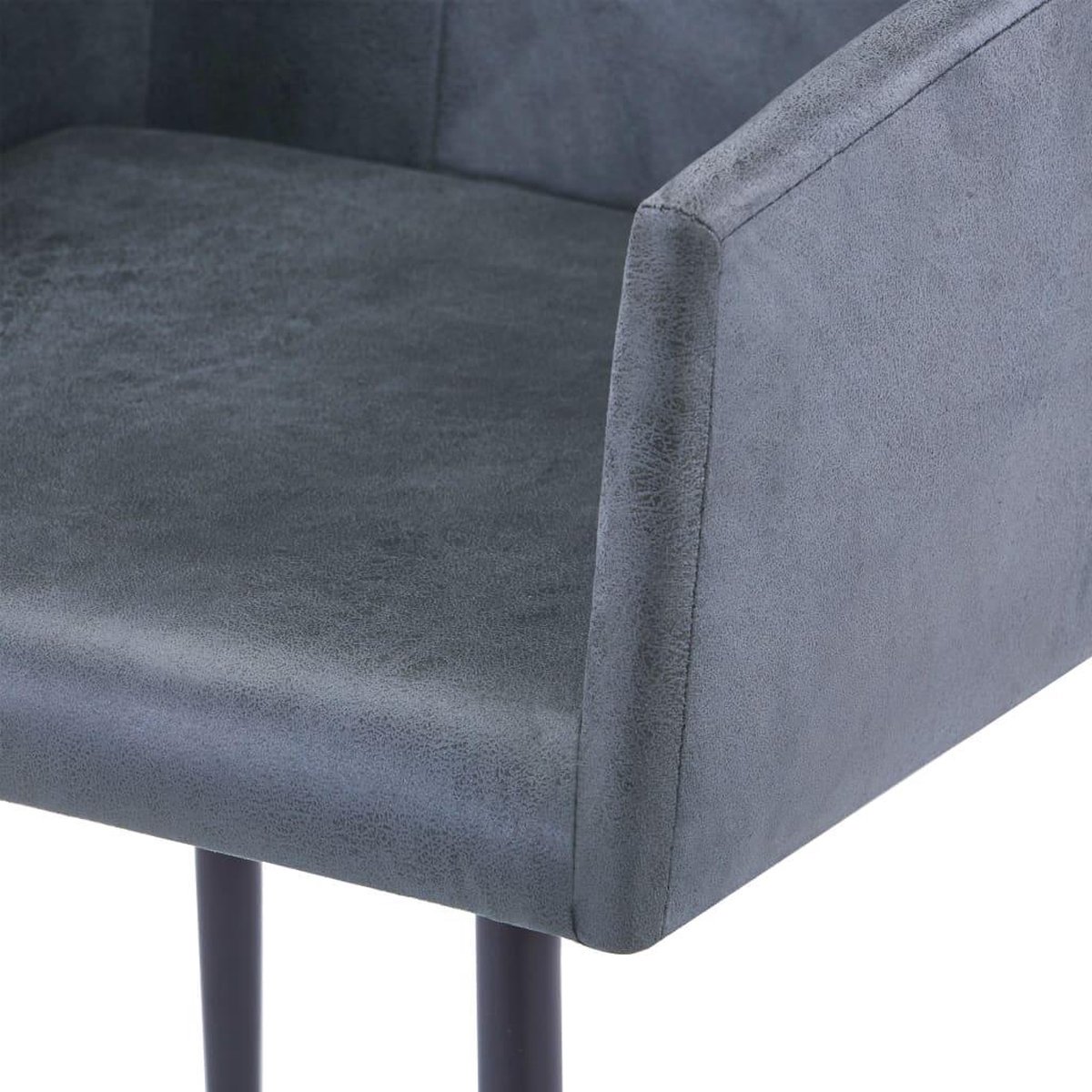 Vidaxl Eetkamerstoelen Met Armleuningen 4 St Kunstsuède - Grijs