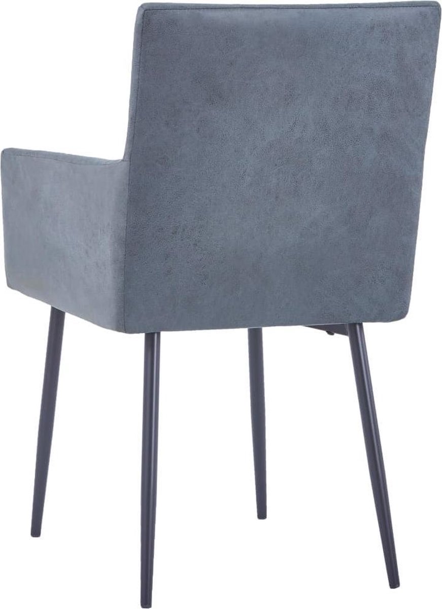 Vidaxl Eetkamerstoelen Met Armleuningen 4 St Kunstsuède - Grijs