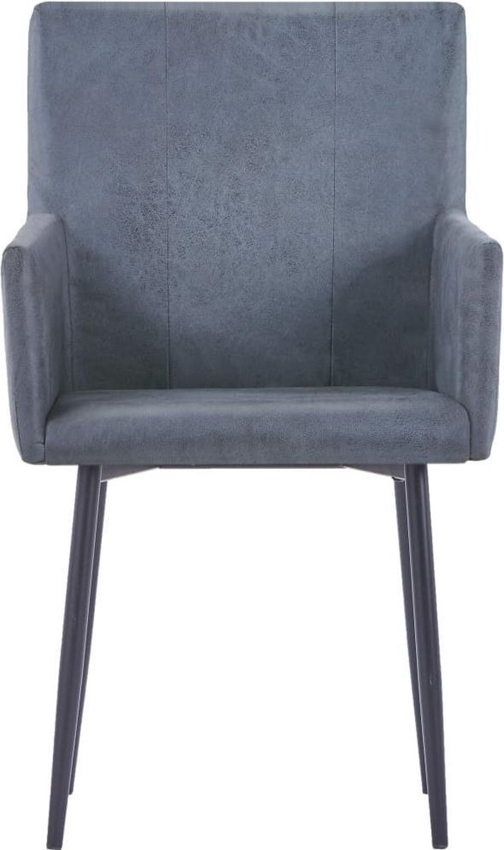 Vidaxl Eetkamerstoelen Met Armleuningen 4 St Kunstsuède - Grijs