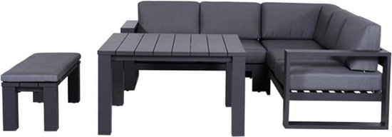 Garden Impressions Plaza Lounge Dining Set 5-delig Donker - Grijs