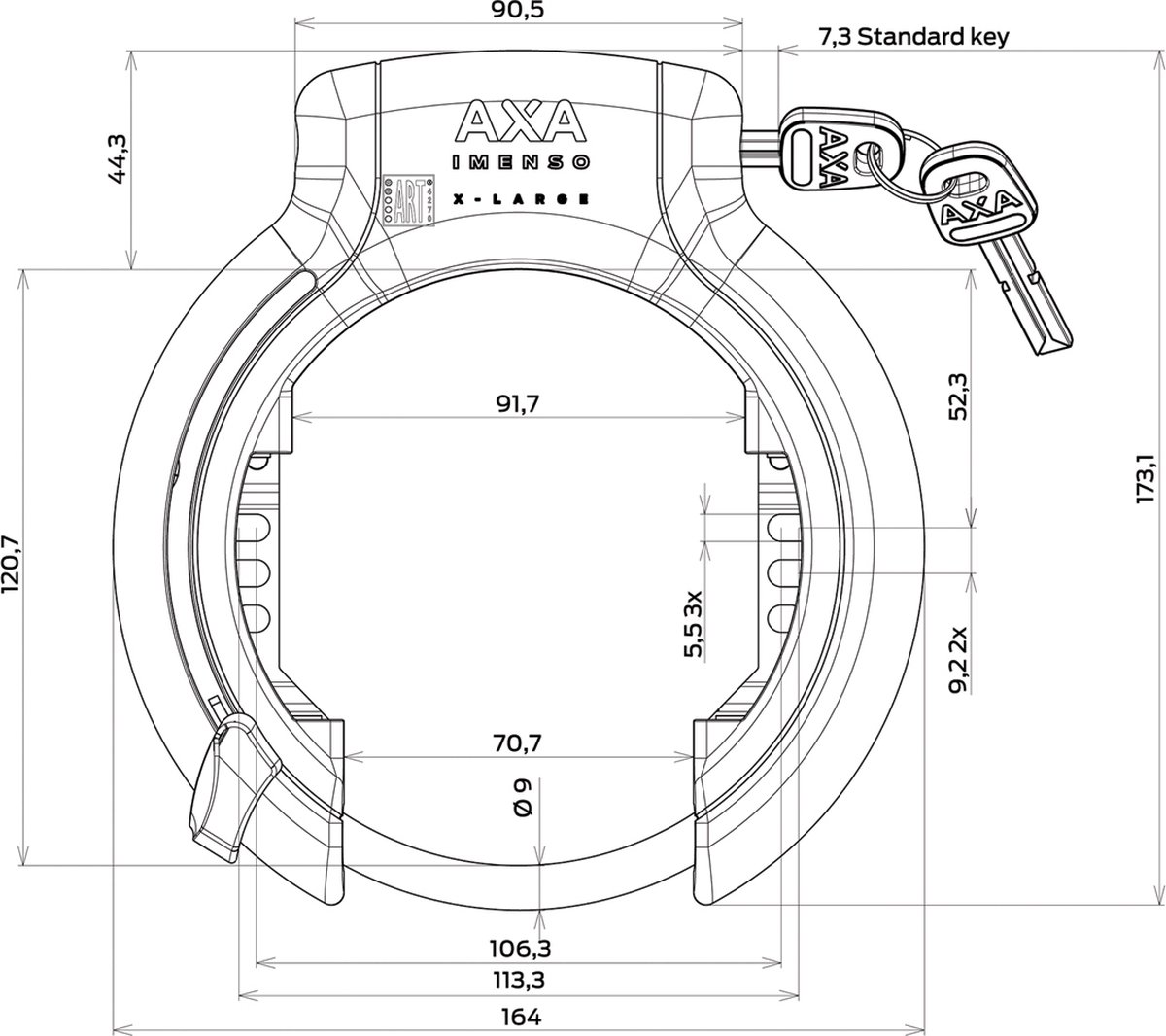 AXA Ringslot Imenso X-Large 92mm ART-2 keurmerk - Zwart