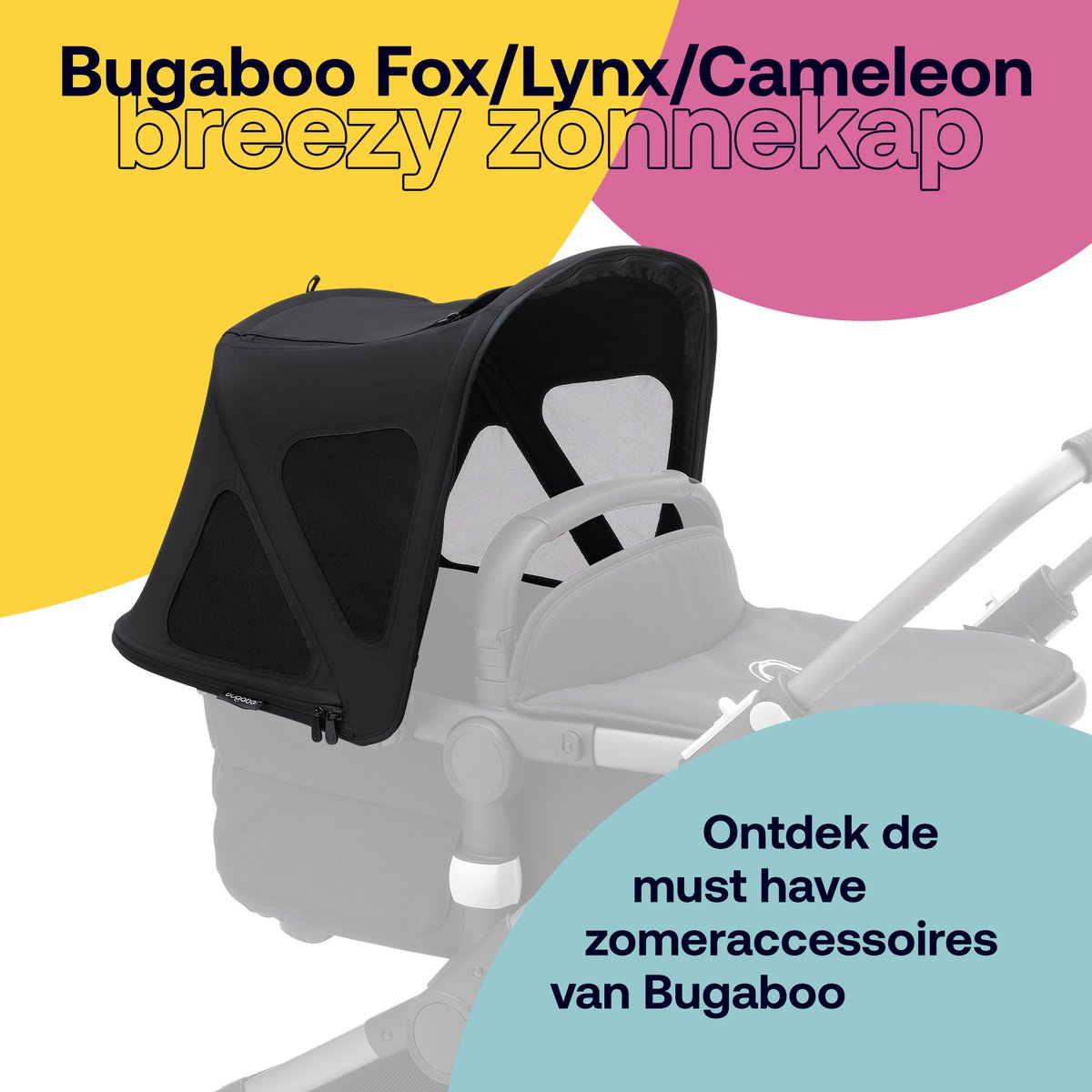 Bugaboo Fox/Cameleon 3/Lynx breezy zonnekap - Zwart