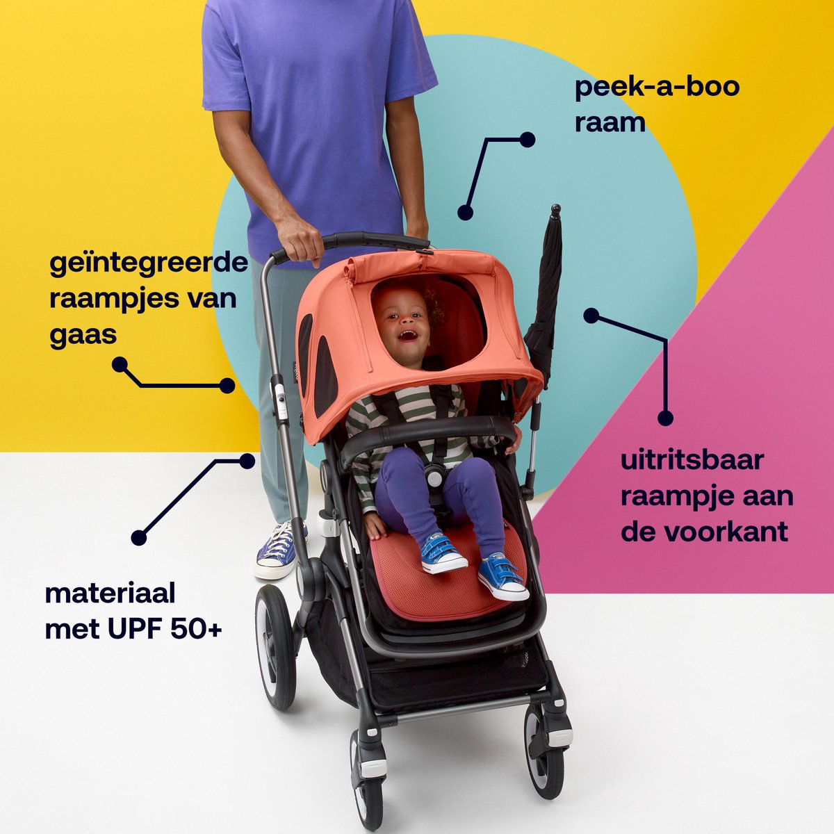 Bugaboo Bee breezy zonnekap - Rood