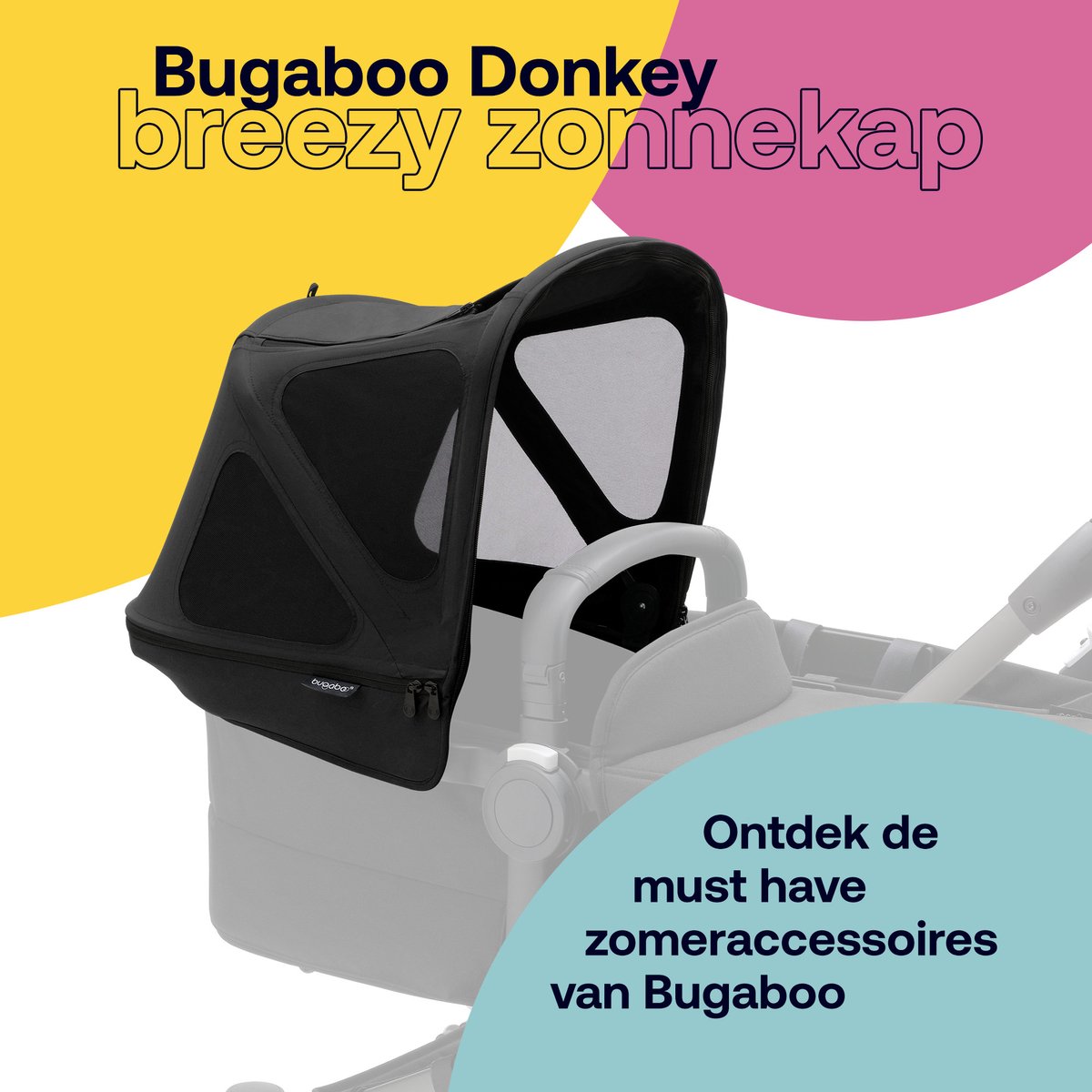 Bugaboo Donkey breezy zonnekap - Zwart