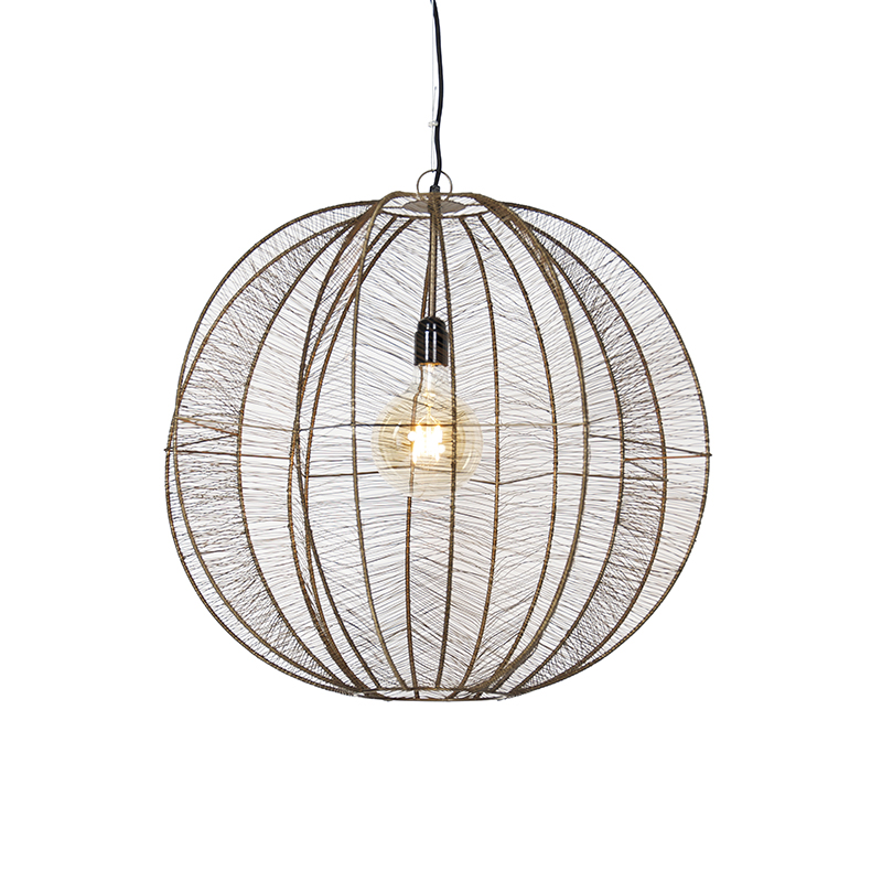 QAZQA Industriële hanglamp brons met 60 cm - Dong - Zwart