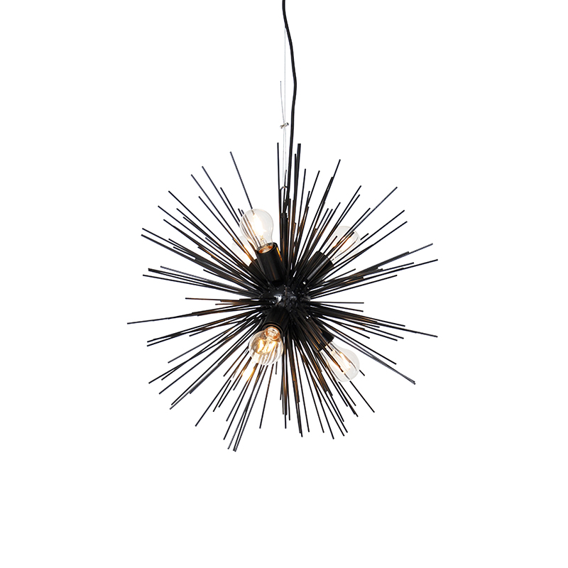 QAZQA Art Deco hanglamp 6-lichts - Broom - Zwart