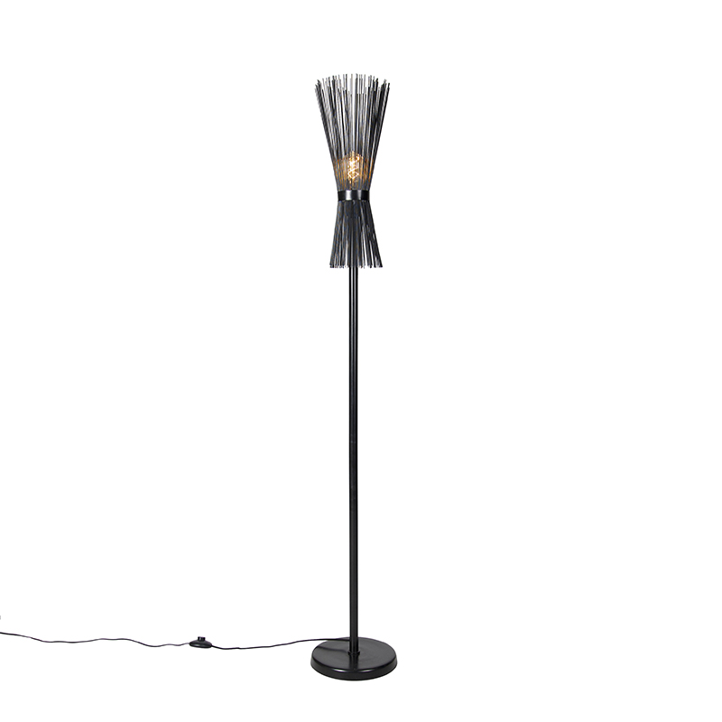 QAZQA Art Deco vloerlamp - Broom - Zwart