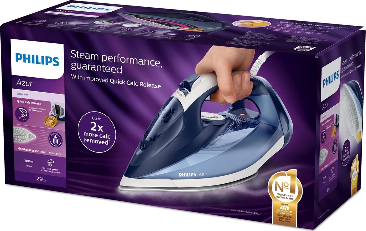 Philips stoomstrijkijzer GC4556/20 - - Blauw