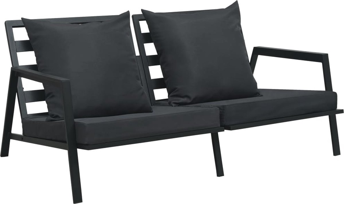 Vidaxl Tuinbank Tweezits Met Kussens Aluminium Donker - Grijs