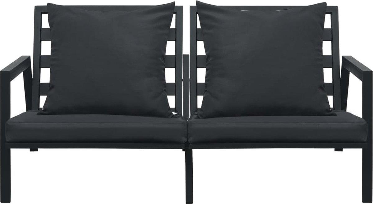 Vidaxl Tuinbank Tweezits Met Kussens Aluminium Donker - Grijs