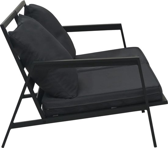 Vidaxl Tuinbank Tweezits Met Kussens Aluminium Donker - Grijs