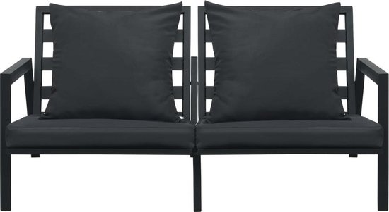 Vidaxl Tuinbank Tweezits Met Kussens Aluminium Donker - Grijs