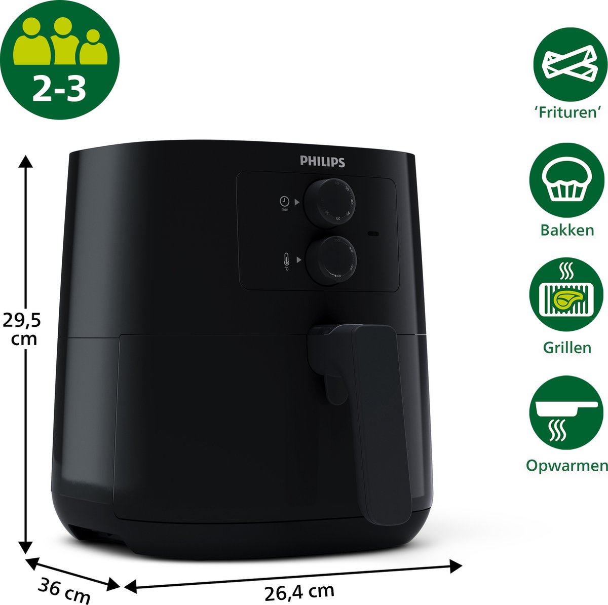 Philips Essential Airfryer XL HD9200/90 - Zwart