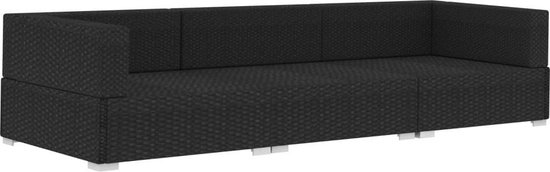 Vidaxl 3-delige Loungeset Met Kussens Poly Rattan - Zwart