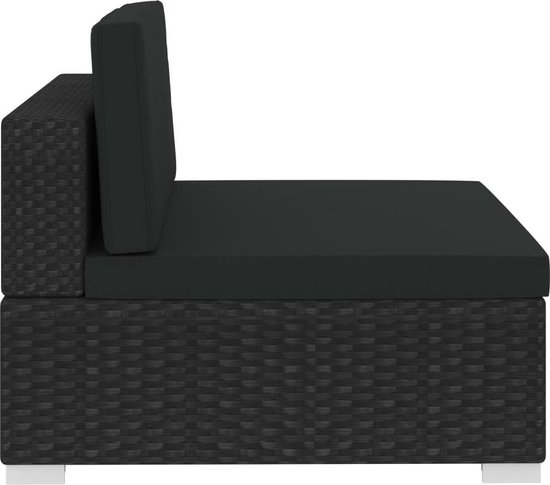 Vidaxl 3-delige Loungeset Met Kussens Poly Rattan - Zwart