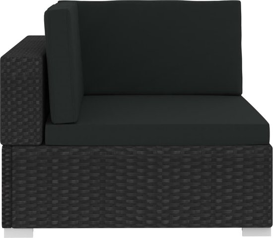 Vidaxl 3-delige Loungeset Met Kussens Poly Rattan - Zwart