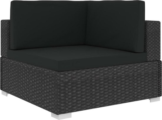 Vidaxl 3-delige Loungeset Met Kussens Poly Rattan - Zwart