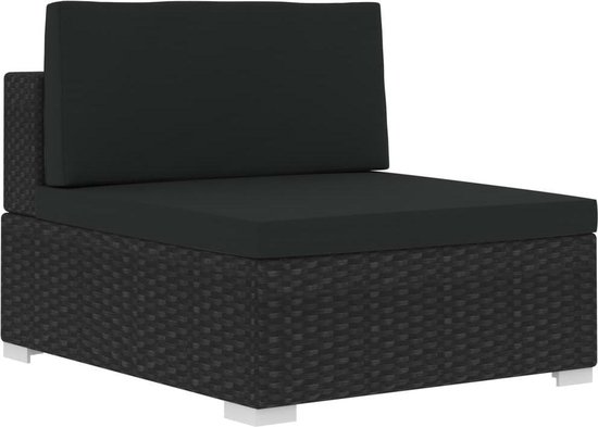 Vidaxl 3-delige Loungeset Met Kussens Poly Rattan - Zwart