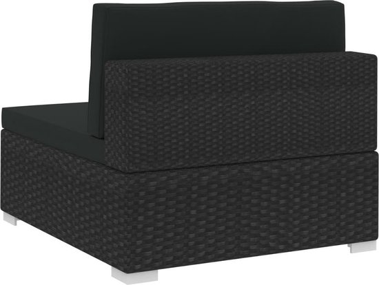 Vidaxl 3-delige Loungeset Met Kussens Poly Rattan - Zwart