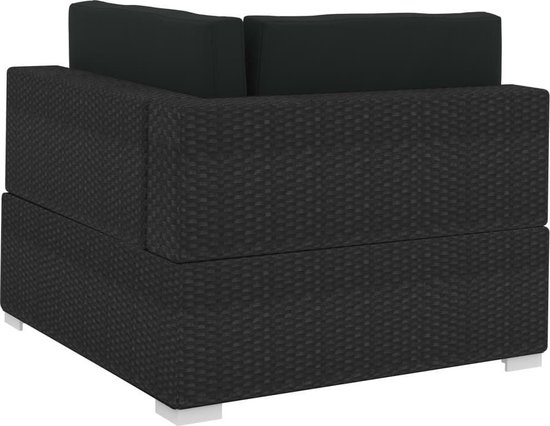 Vidaxl 3-delige Loungeset Met Kussens Poly Rattan - Zwart