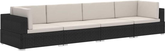 Vidaxl 4-delige Loungeset Met Kussens Poly Rattan - Zwart