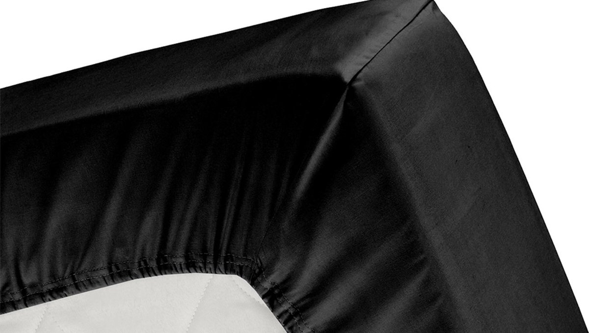 Cinderella Hoeslaken Basic Katoen 40cm Hoekhoogte - Black 180x210cm - Zwart