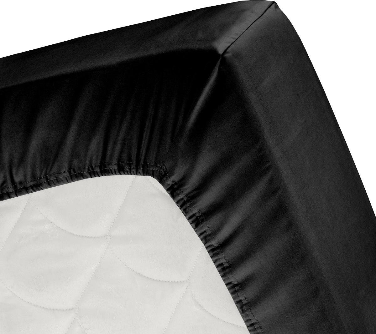Cinderella Hoeslaken Basic Katoen 40cm Hoekhoogte - Black 180x210cm - Zwart