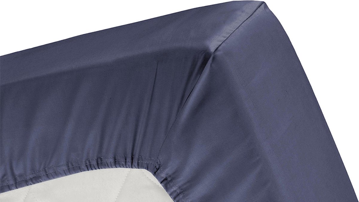 Cinderella Hoeslaken Basic Katoen 40cm Hoekhoogte - Dark Blue 90x200cm - Blauw