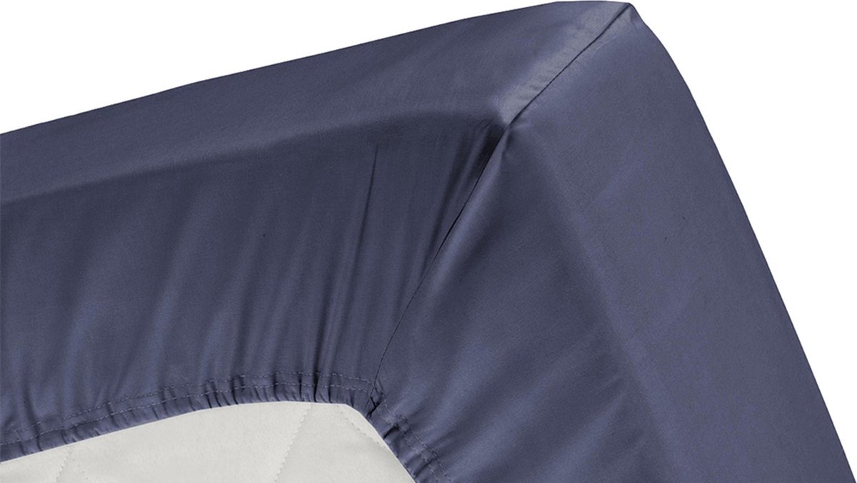 Cinderella Hoeslaken Basic Katoen 40cm Hoekhoogte - Dark Blue 180x200cm - Blauw