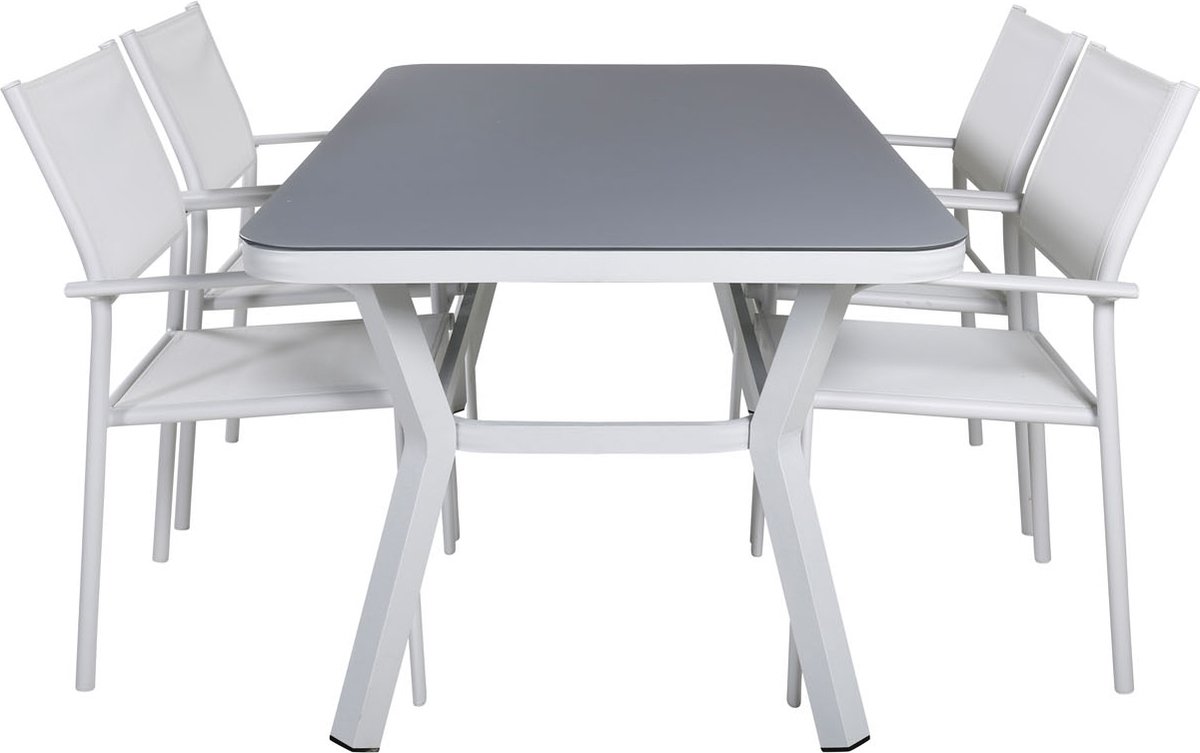 Virya Tuinmeubelset Tafel 90x160cm En 4 Stoel Santorini,. - Grijs